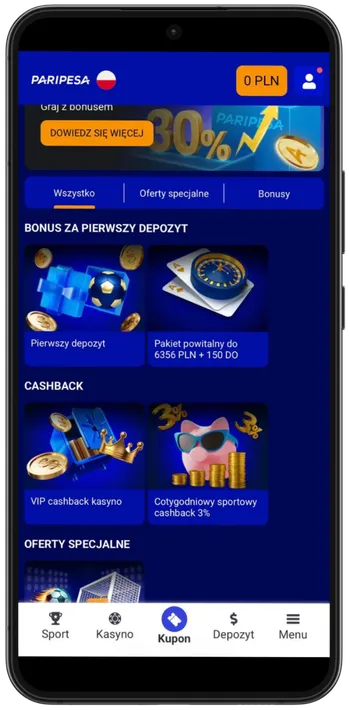 Paripesa Aktywacja bonusu mobilnego