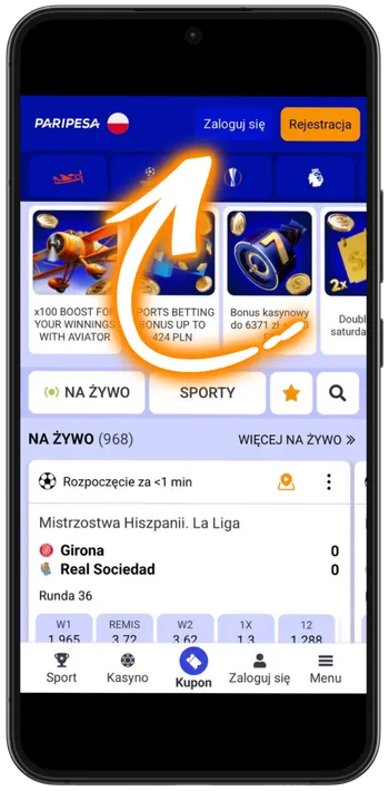 Paripesa Casino Kliknij przycisk „Zaloguj się"