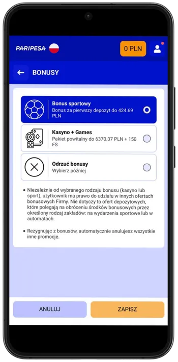 Paripesa Casino Aktywuj bonus